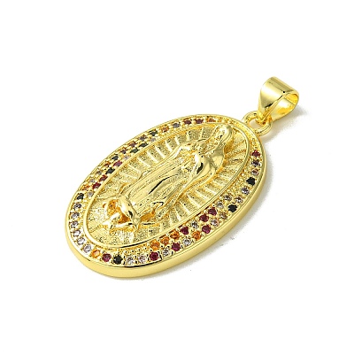 Real 18K Gold Plated Brass Micro Pave Cubic Zirconia Pendants KK-H472-17G-01-1