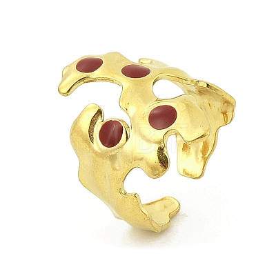 Irregular 304 Stainless Steel Enamel Wide Open Cuff Rings for Women RJEW-G338-12G-01-1