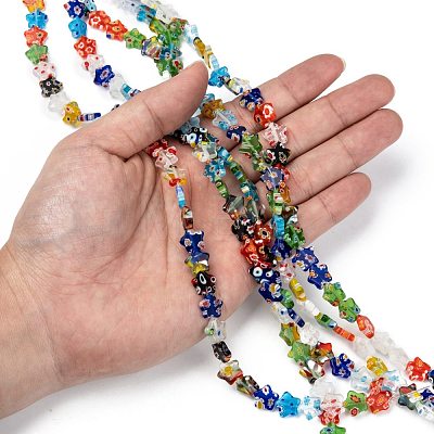 Star Handmade Millefiori Glass Beads Strands LK-R004-33-1