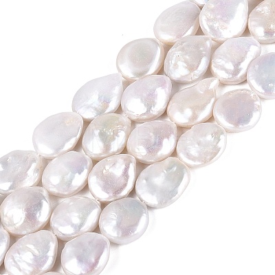 Natural Baroque Keshi Pearl Coin Beads Strands PEAR-S018-03J-1