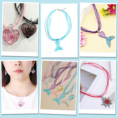 100Pcs 20 Colors Waxed Cord and Organza Ribbon Necklace Making NCOR-CY0001-01-1
