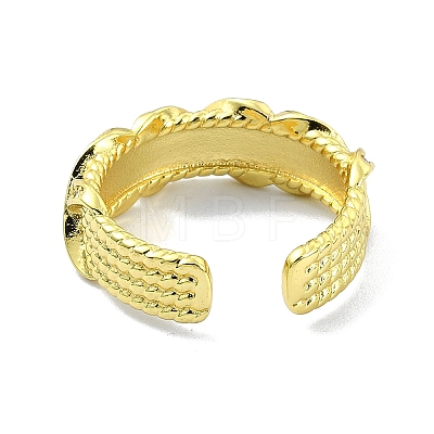 Brass with Cubic Zirconia Open Cuff Ring RJEW-B051-57G-1