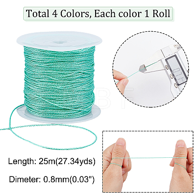 4 Rolls 4 Colors Ployester Braided Cord WCOR-AR0001-04A-1
