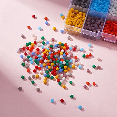 1800Pcs 10 Colors Opaque Solid Color Glass Beads Strands GLAA-SZ0001-84-1