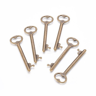 Tibetan Style Zinc Alloy Key Big Pendants EA11911Y-AB-1
