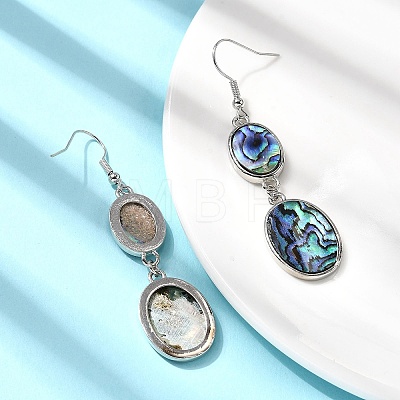 Brass Natural Abalone Shell Dangle Earrings EJEW-F388-01A-P-1