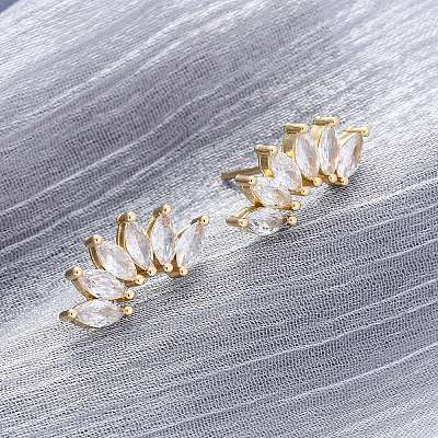 Horse Eye Sparkling Cubic Zirconia Stud Earrings for Her X-ZIRC-C025-25G-1