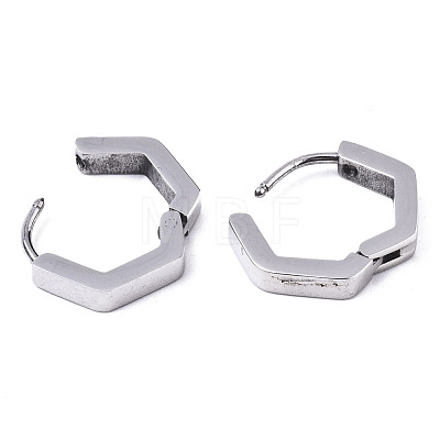 304 Stainless Steel Huggie Hoop Earrings STAS-R115-19P-1