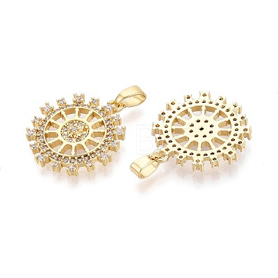 Brass Micro Pave Clear Cubic Zirconia Pendants KK-T075-89G-1