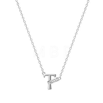 304 Stainless Steel Crystal Rhinestone Initial Pendant Necklaces FS-WGCEFCC-20-1