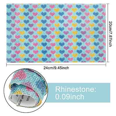 Heart Pattern Hotfix Rhinestone(Hot Melt Adhesive On The Back)Sticker Sheets DIY-WH0167-42A-1