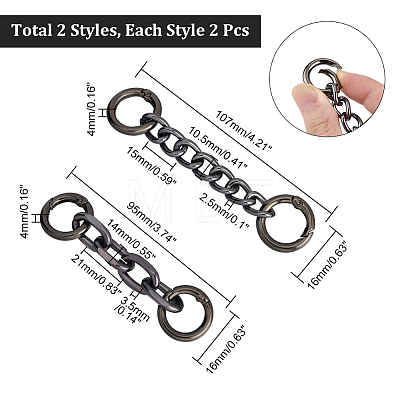 Unicraftale 4Pcs 2 Styles Double Alloy Spring Gate Rings FIND-UN0002-21-1