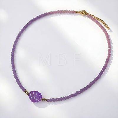 Ocean Handmade Lampwork Shell Shape and Rondelle Beaded Necklaces with 201 Stainless Steel End Chains WG494DC-01-1