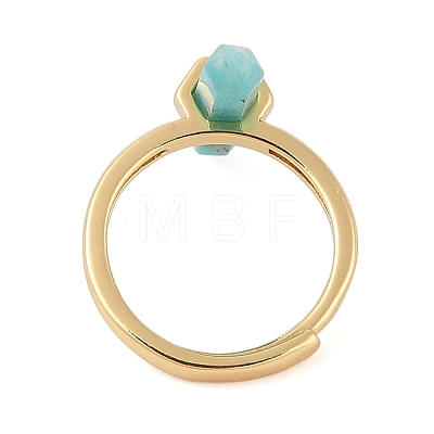 Double Pointed Hexagonal Prism Natural Amazonite Adjustable Rings for Women RJEW-G327-01G-08-1