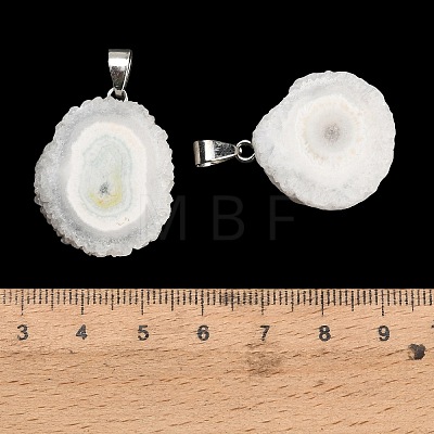 Natural White Druzy Agate Slice Pendants GG-K002-17B-1