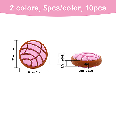 10Pcs 2 Colors Food Grade Eco-Friendly Silicone Beads SIL-CA0001-77-1