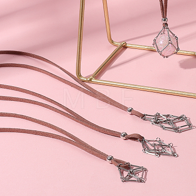 6Pcs 3 Styles Crystal Holder Cage Necklace MAK-SC0001-41P-1