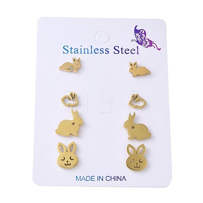 304 Stainless Steel Earring Sets EJEW-S248-03E-G-1