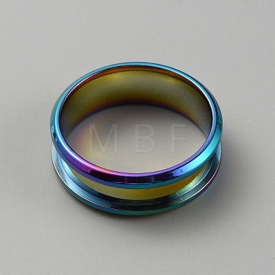 304 Stainless Steel Grooved Finger Ring Settings RJEW-WH0010-08D-MC-1