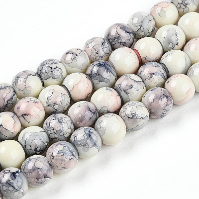 Baking Paint Glass Beads Strands DGLA-N003-8mm-C05-1
