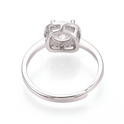 Adjustable 925 Sterling Silver Round Cut Moissanite Halo Promise Ring STER-T008-87P-1