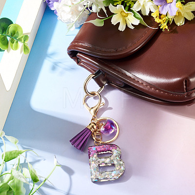 Alloy Resin Heart Keychains KEYC-TADJ0002-01G-B-1