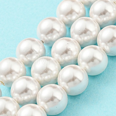 Electroplated Shell Pearl Beads Strands SHEL-F008-03B-01-1