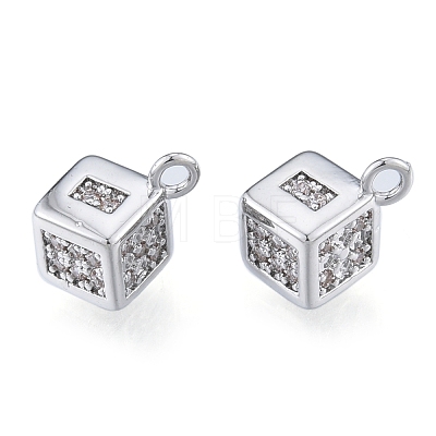 Brass Micro Pave Clear Cubic Zirconia Charms KK-N216-576P-1