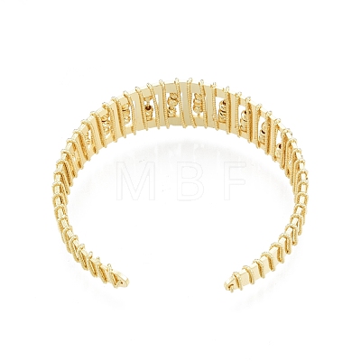 Brass Braided Beaded Open Cuff Bangle BJEW-I303-03G-1
