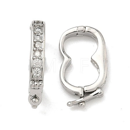 Oval Brass Micro Pave Clear Cubic Zirconia Twister Clasps KK-B170-18P-1