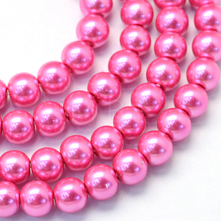 Baking Paint Pearlized Glass Pearl Round Bead Strands HY-Q330-8mm-54-1