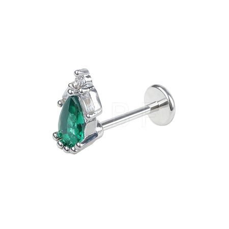 316L Surgical Stainless Steel Pave Green Cubic Zirconia Cartilage Earrings FS-WGC0A44-09-1