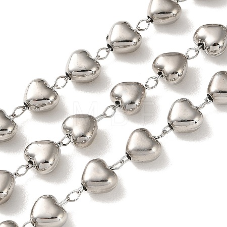 Brass Heart Link Chains KK-P351-01P-1