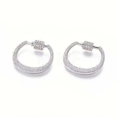 Brass Micro Pave Cubic Zirconia Screw Carabiner Lock Charms ZIRC-I031-21P-1