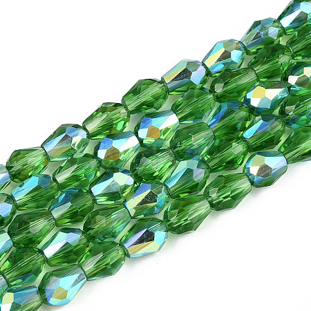 Transparent Electroplate Glass Beads Strands EGLA-N023-6x8mm-A09-1