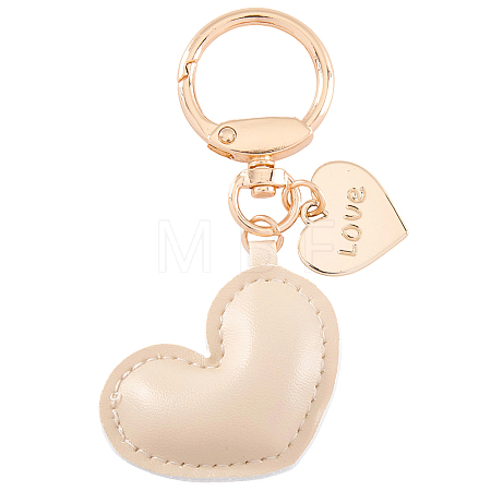 1Pc Imitation Leather Heart Keychain KEYC-CL0001-14C-1