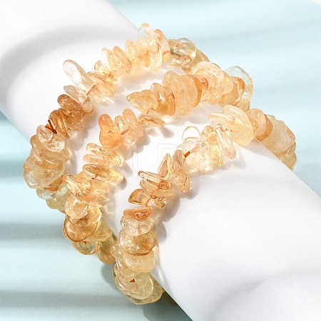 Heated Natural Citrine Chip Beaded Stretch Bracelets GG-CBA0FEA-01B-1