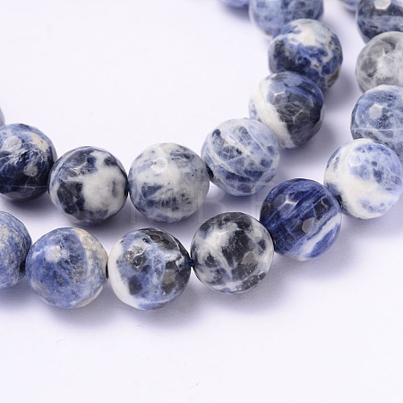 Faceted Natural Sodalite Round Bead Strands G-L377-45-10mm-1