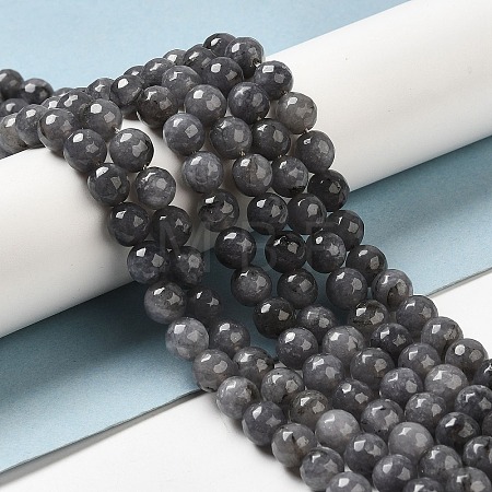 Natural White Jade Bead Strands G-R346-8mm-10-1