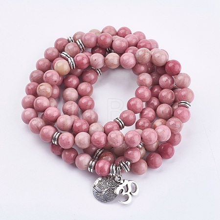 Natural Rhodochrosite Wrap Bracelets BJEW-E329-06C-1