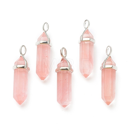 Watermelon Stone Glass Pointed Pendants G-M378-01P-A15-1
