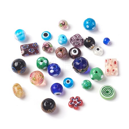 Handmade Millefiori/Gold Sand Lampwork Beads LAMP-XCP0001-04-1