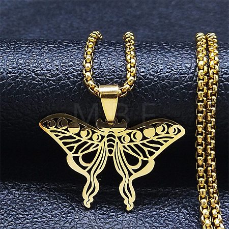 304 Stainless Steel Necklaces NJEW-Q338-03G-1