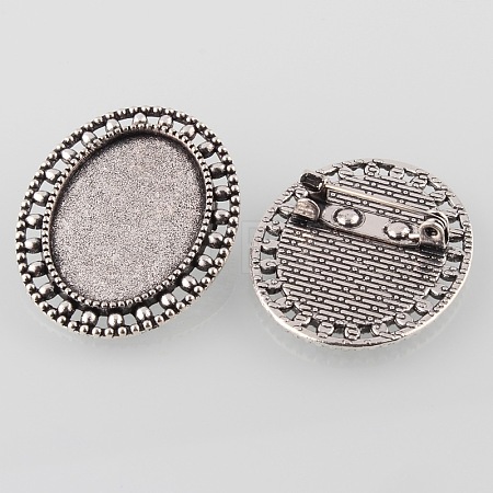 Vintage Alloy Brooch Cabochon Bezel Settings X-PALLOY-O038-33AS-1