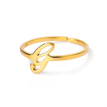 Adjustable 201 Stainless Steel Letter Open Cuff Rings for Women FS-WG61269-07-1