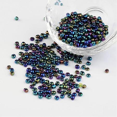8/0 Electroplated Iris Round Glass Seed Beads X-SEED-A009-3mm-605-1