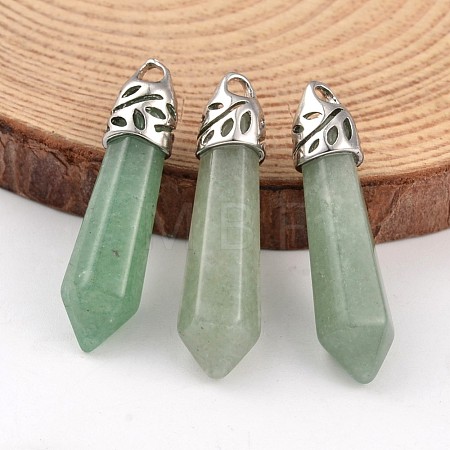 Bullet Natural Green Aventurine Pointed Pendants X-G-E332-C13-1
