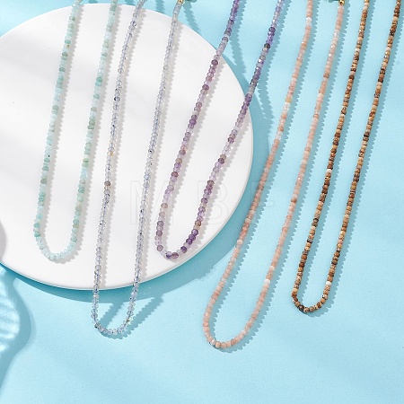 Natural Mixed Gemstone Faceted Rondelle Beaded Necklaces for Women NJEW-JN06286-1