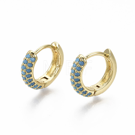 Brass Micro Pave Cubic Zirconia Huggie Hoop Earrings EJEW-R144-004D-NF-1