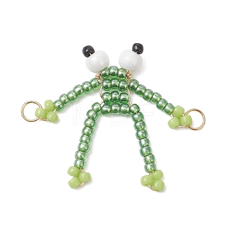 Glass Seed Beaded Links Connector Charms PALLOY-MZ01229-1